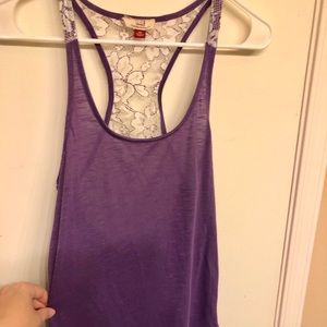 Purple tank with lace back